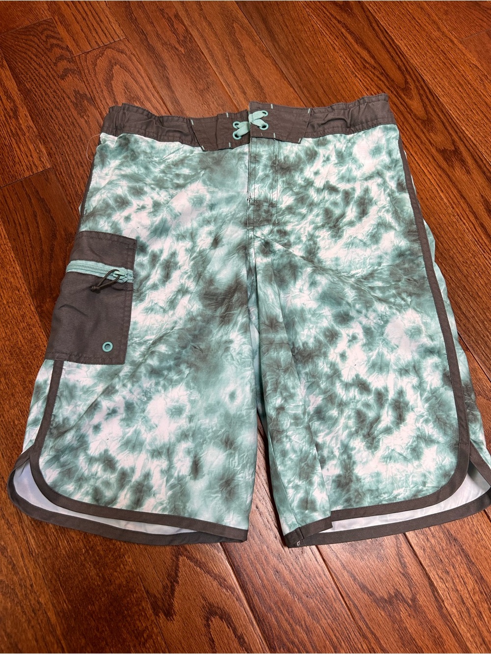 art class Boys Mint Green Tie-Dye Swim Trunks with Charcoal Trim size 16